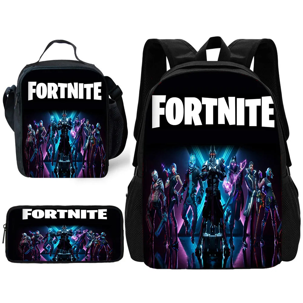 Hot Game Child School Backpack with Lunch Bags ,Design-F-FortniteS Pencil Bags ,School Bags for Boys Girls Best Gift