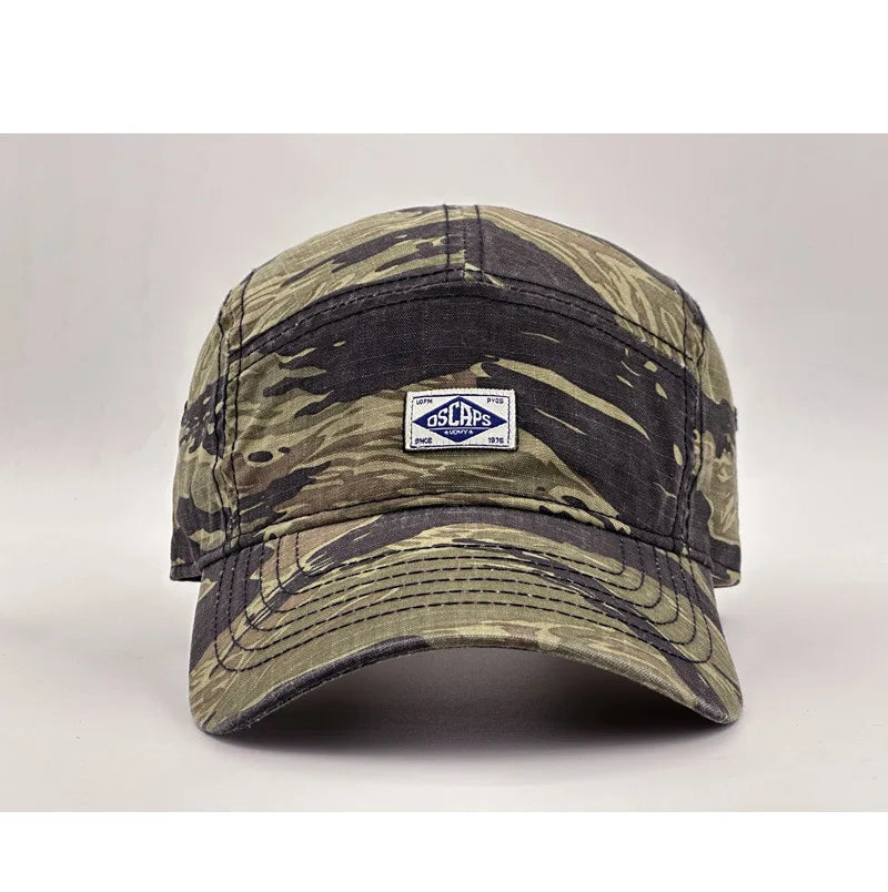 Baseballkappe im Workwear-Stil mit Camouflage-Muster und kurzer Krempe für Damen und Herren, trendige Unisex-Outdoor-Sonnenkappe