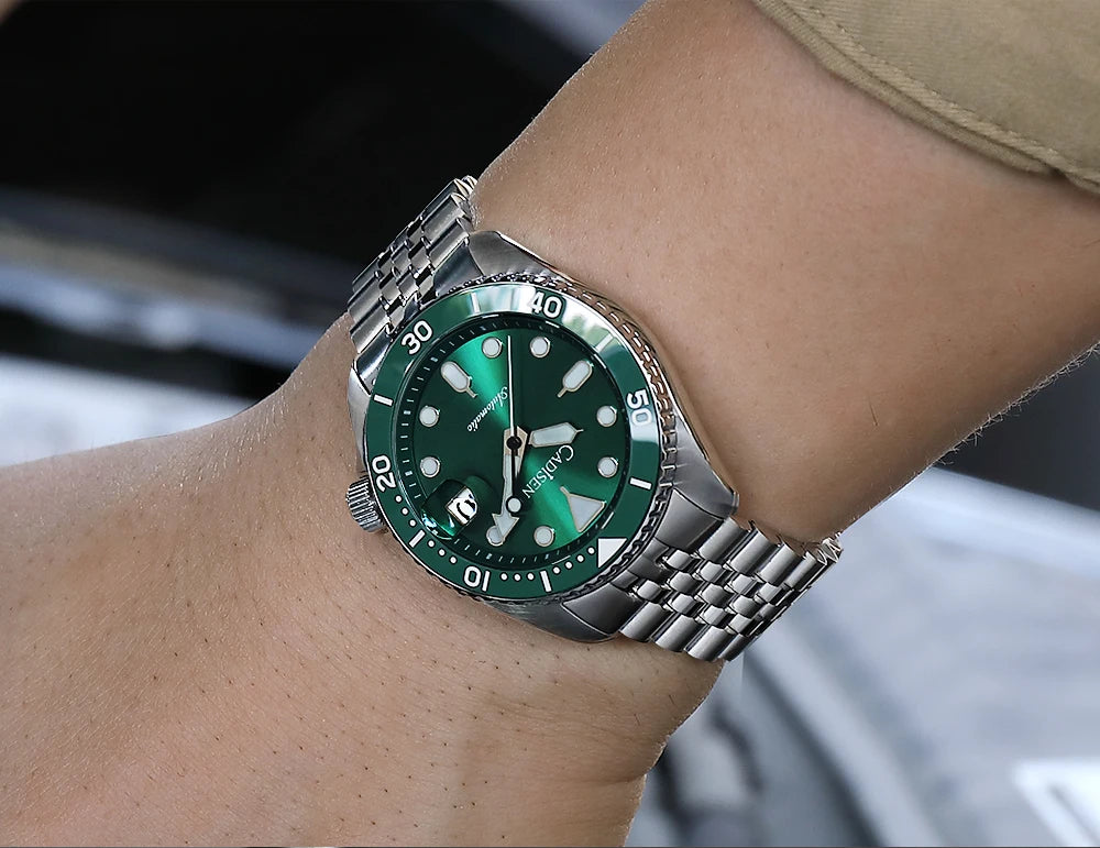 CADISEN New Luminous Men Mechanical Wristwatches Ceramic Bezel MIYOTA 8215 Sapphire Glass Automatic Watch Men Relogio Masculino