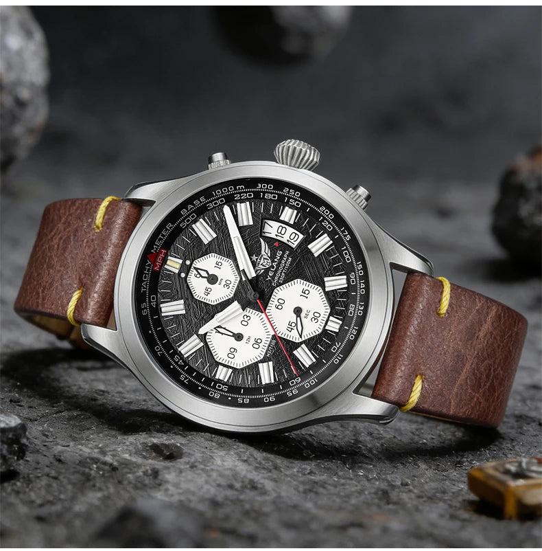Zegarek kwarcowy męski YELANG V1029S 42mm, mechanizm Japan OS10, luminescencja T100, wodoodporność 100M, sportowy styl militarny, szafir