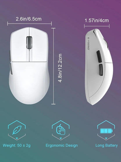 Ratón portátil ultraligero E-YOOSO con cable, ratón trimodo 2.4G /BT/USB-C recargable para ordenador portátil/PC/Mac