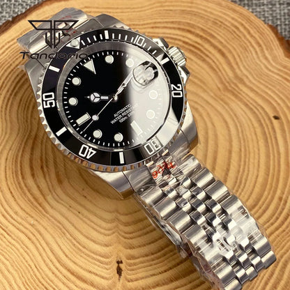 Tandorio 40mm Men's Automatic Watch Date Mechanical Miyota8215/PT5000 Movt Sapphire Business Waterproof Wristwatch Screw Crown