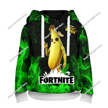 Children's Fortnite Hoodies Cartoon Casual Hooded Coat Autumn Men Soft Pocket Sweatshirts Male Loose Tops Long Sleeve Clothes