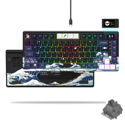 Womier S-K80 Keyboard Liquid 75% Hot Swap Keyboard with Color OLED Display Mechanical Gaming Keyboard Gasket Mount RGB for Windo