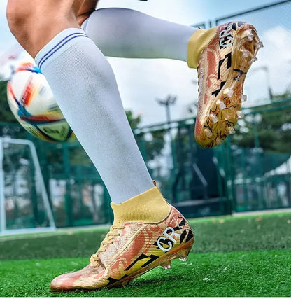 Unisex Teen Low Top Football Shoes Lightweight Elastic Sole Anti Slip Short Spikes Lawn Field Match Training Sneakers