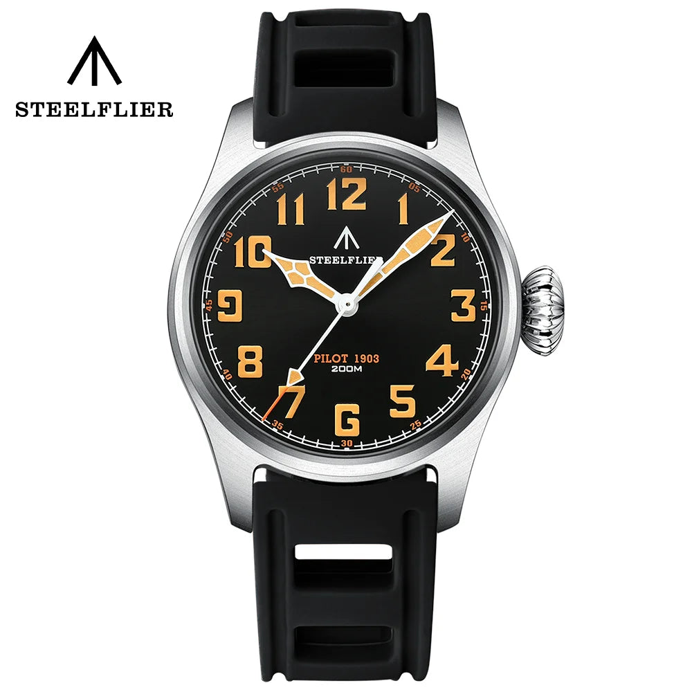 STEELFLIER Official SF740V New Quartz Pilot Series Swiss C3 Luminous 200M Waterproof VH31 Movement Men's Fashion Business Watch