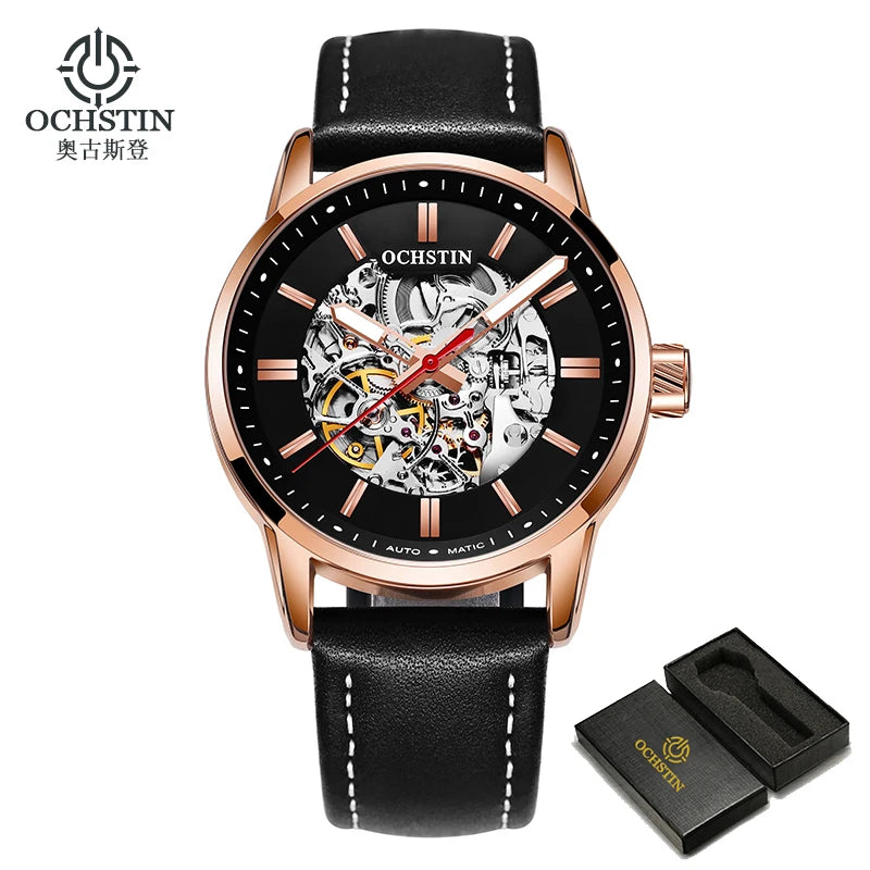 OCHSTIN Automatic Mens Watches Top Brand Luxury Royal Luminous Skeleton Waterproof Mechanical Fashion Male Clock Gifts for Men