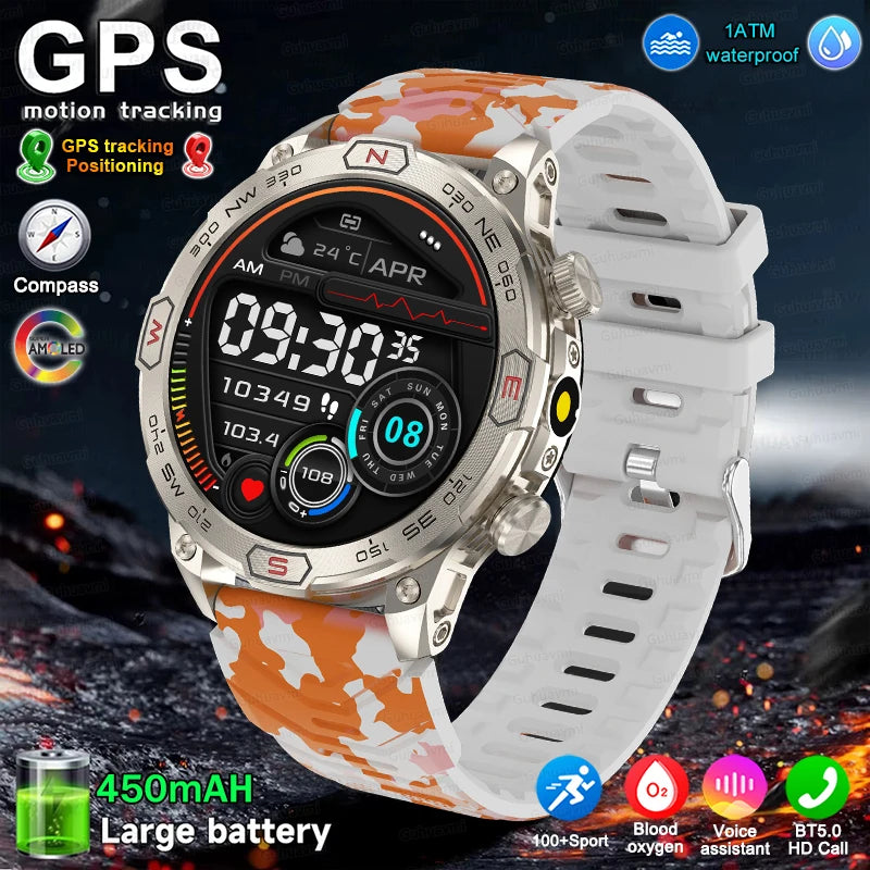Men Fashion Outdoor Sport GPS Smart Watch Men AMOLED HD Screen Heart rate Waterproof Sport Smartwatch Man Smart Bracelet clock
