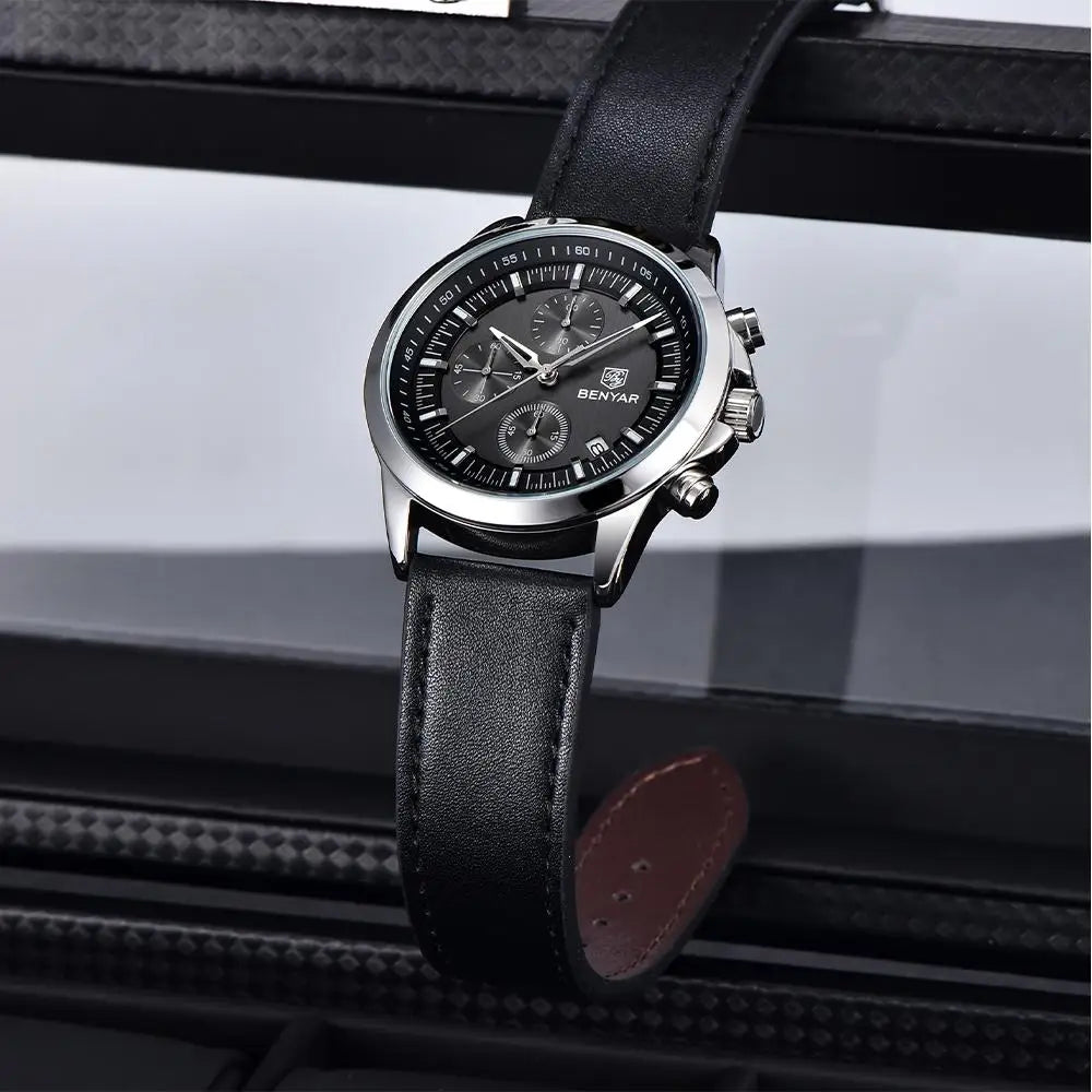 BENYAR 2024 New 40MM Men's Quartz Watch 50M Waterproof Automatic Diving Watch Luxury Fashion Men's Stainless Steel Watch