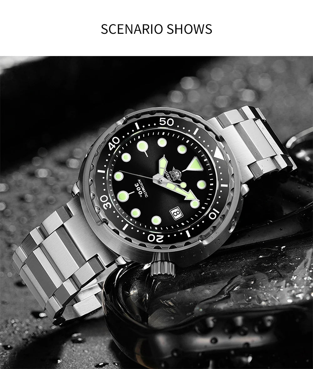 ADDIESDIVE Man Diving Watch 300M Waterproof C3 Super Luminous Sapphire Glass Calendar Automatic Mechanical Watches Reloj hombre