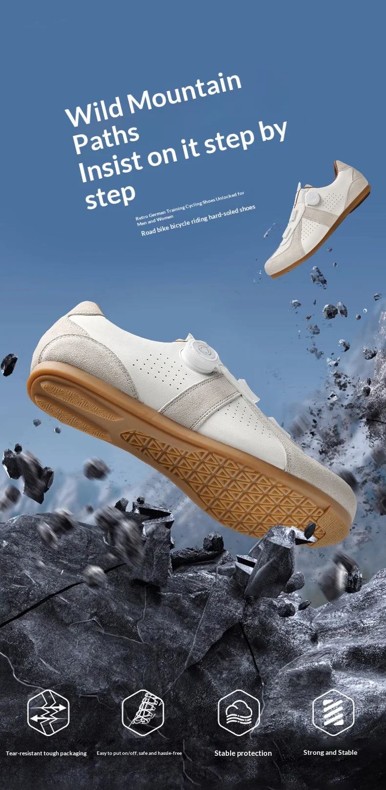 Women's Non-Lock Mountain Bike Shoes, No Cleats, Road Cycling RB Speed Rubber Sole Shoes, Men's Rubber Sole Cycling Shoes
