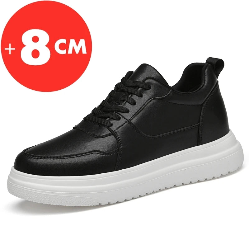 Adidași pentru bărbați cu talpă înălțătoare, pantofi cu talpă înălțătoare, talpă interioară pentru creșterea înălțimii cu 7-8 cm, pantofi cu toc înalt, pantofi sport din piele naturală