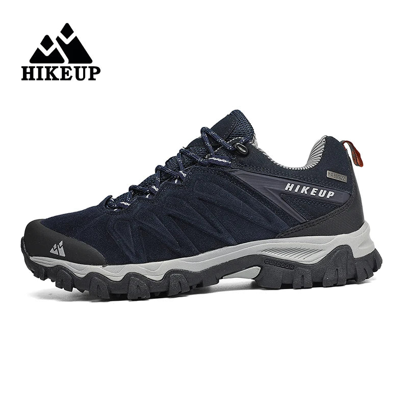 HIKEUP High-Quality Leather Hiking Shoes, Durable Outdoor Sport Men Trekking Leather Shoes, Lace-Up Climbing Hunting Sneakers