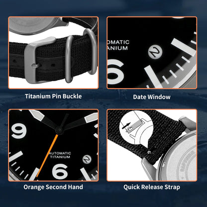 BERNY Full Titanium Automatic Watch for Men Sapphire AR Coated 10Bar Supper Luminous Men Wristwatch Sports Aviation Men Watches