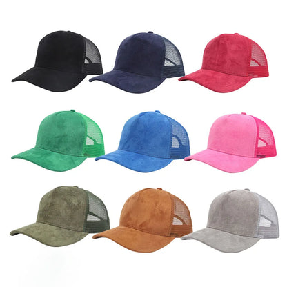1 Piece Baseball Cap Men 5 panel Mesh Suede Trucker Hat Womren Spring Summer Outdoor Sports Hats Women Solid Color gorros