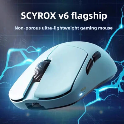 Rato sem fios esports SCYROX V6 não poroso 40g 750IPS com recetor 8k, resposta rápida, PixArt 3950, controlador web 8KHz de alta qualidade