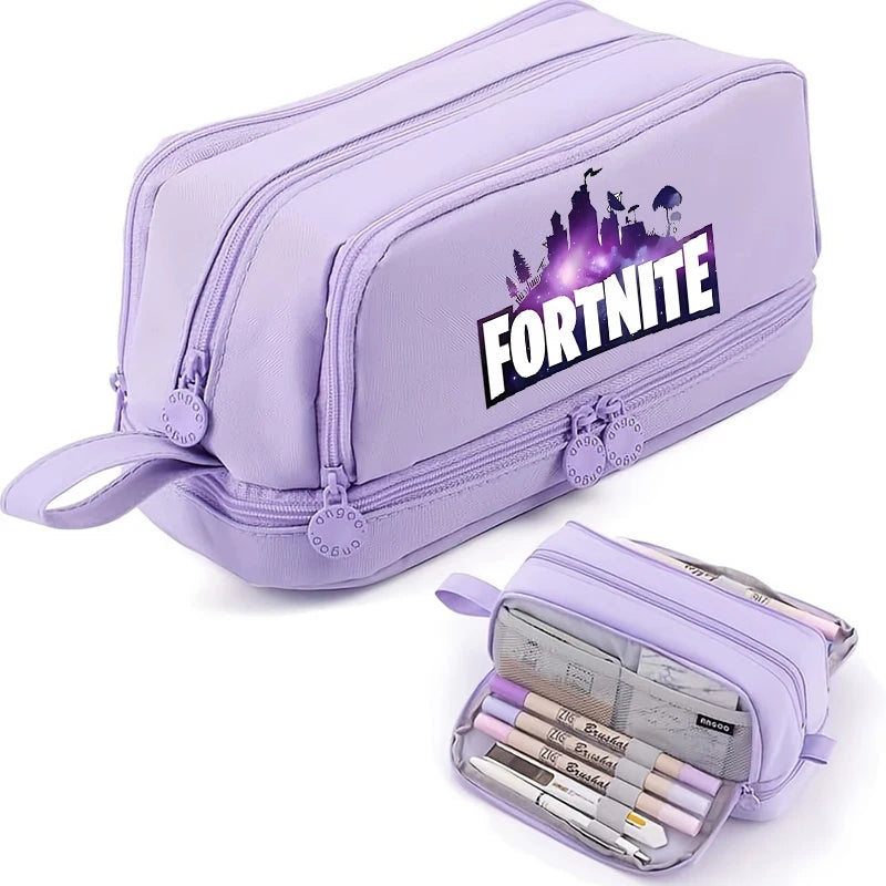Game Anime Fortnites -penaali oppilaille, söpö poikien ja tyttöjen kynäpussi, suuri nyloninen kynäkotelo koululaisten tarvikkeille