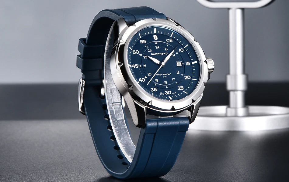 SAPPHERO Men’s Watch – Luxury quartz watch, water-resistant to 50 m, featuring an imported movement and a stainless steel case – An ideal gift idea for men.