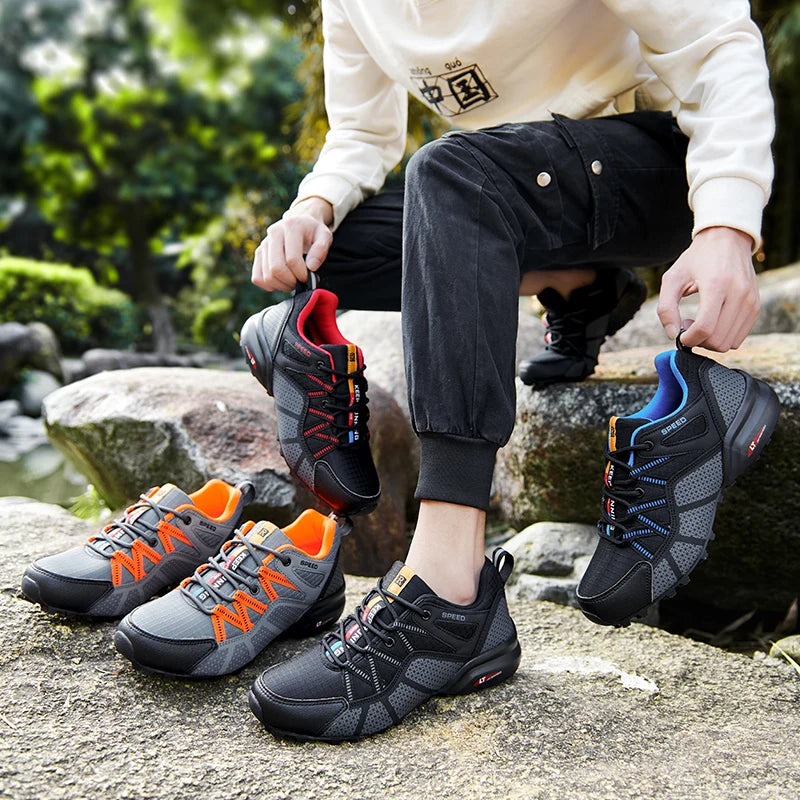 Herenwandelschoenen voor alle terreinen – outdoor sportschoenen van ademend mesh, antislip en slijtvast, voor wandelen en fietsen outdoor