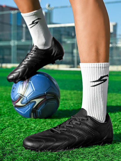 Chaussures de football professionnelles AG/FG, semelle extérieure en TPU antichoc, tige respirante en tissu PU, résistantes à l'usure et antidérapantes pour adultes et enfants
