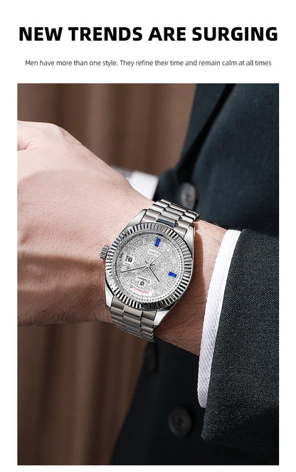 Top Brand Business Men's Watches Luxury Calendar Week Automatic Mechanical Watch for Man Waterproof Gold Stainless Steel