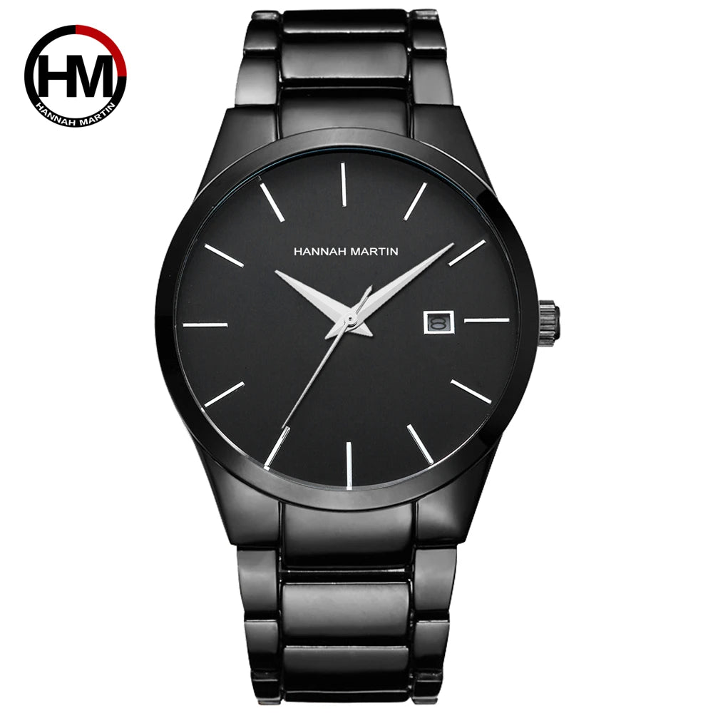 Hannah Martin -miestenkello, ruostumattomasta teräksestä valmistettu kotelo, kvartsikoneisto, 41 mm:n kellotaulu, ammattimainen tyyli, kalenterinäyttö (jäljitelmä)