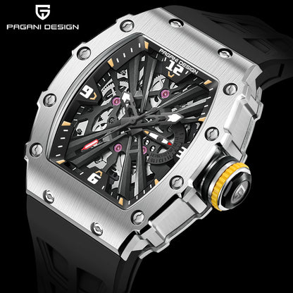 Reloj de cuarzo para hombre PAGANI DESIGN 2026 nuevo, movimiento VH65, esfera esqueleto, resistente al agua 100M, deportivo rectangular, cristal de zafiro