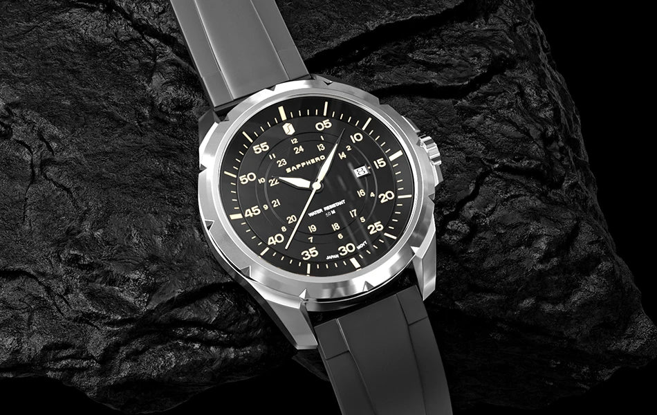 SAPPHERO Men’s Watch – Luxury quartz watch, water-resistant to 50 m, featuring an imported movement and a stainless steel case – An ideal gift idea for men.