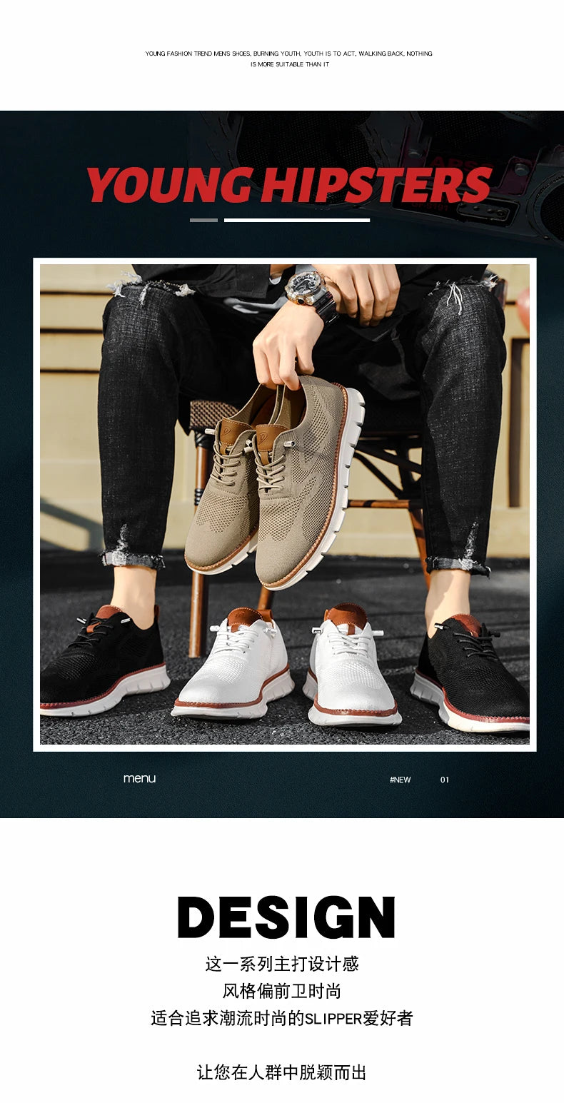 New men's large-sized casual shoes - Fly-Weave mesh breathable sports shoes, lightweight and slip-resistant men's shoes