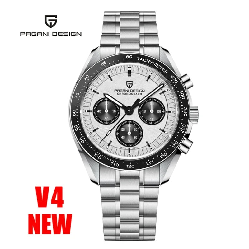 Pánske hodinky PAGANI DESIGN „New Moon“ – luxusné quartzové hodinky, chronograf, zafírové sklo s antireflexnou úpravou, keramický rámček, luminiscenčné ručičky