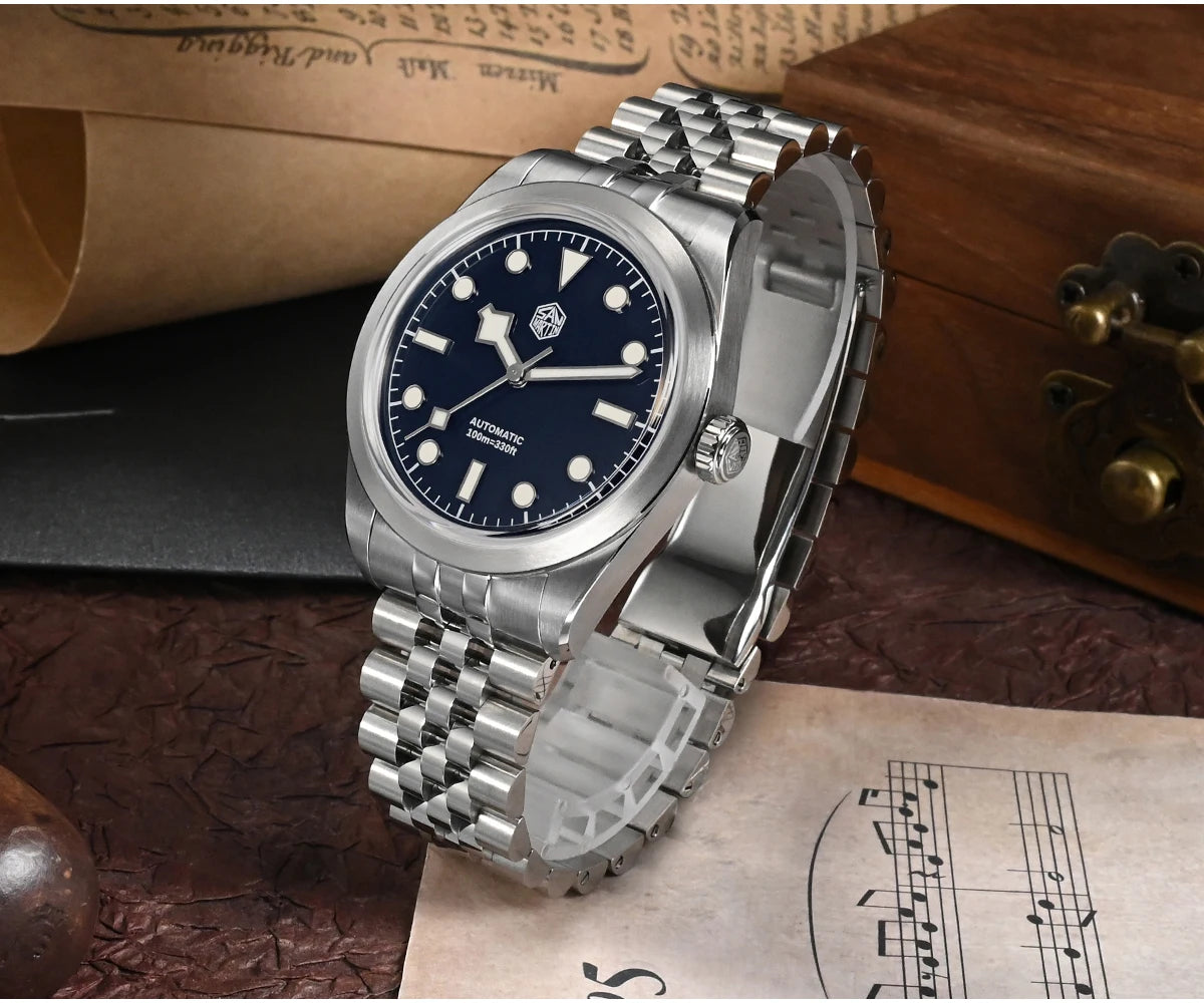 San Martin 38mm Men's Sport Watch Fashion Luxury Explore Climbing Automatic Mechanical Sapphire Waterproof 5 Links Bracelet BGW-9