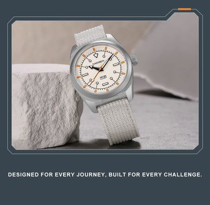 CADISEN TI-7 Autodyne Titanium steel Automatic Mechanical Canvas Wristwatch MIYOTA 8215 Luminous Sapphire Waterproof Man Watches