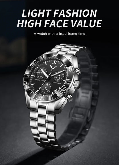 New 007 Specht&Sohne Sports Watches for Men Top Brand Luxury Steel Wrist Watch Fashion Japan VK68 Chronograph