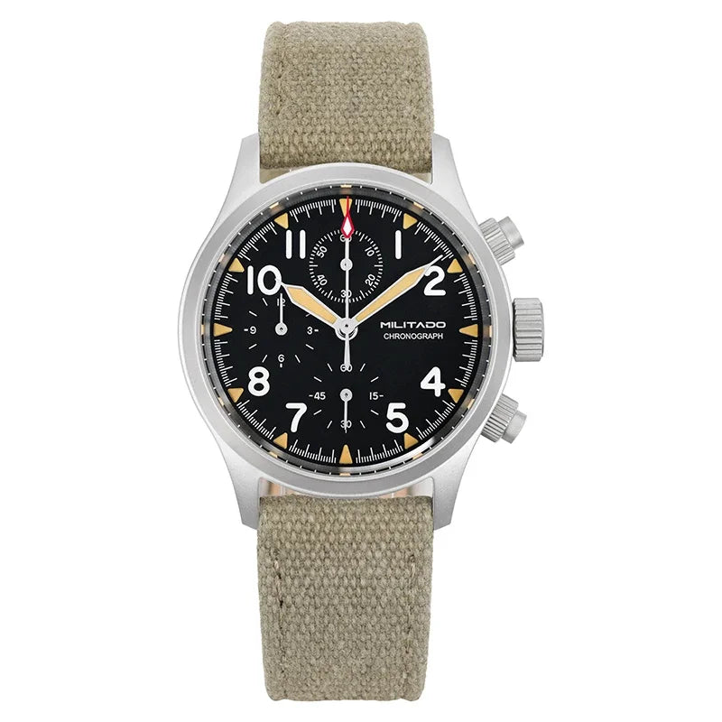 Militado VK61 VK67 Quarz-Chronographenuhr 39mm 316L-Edelstahlgehäuse 3 Zifferblätter wasserdicht 100M Multifunktions-Militäruhr