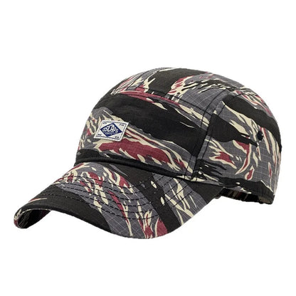 Baseballkappe im Workwear-Stil mit Camouflage-Muster und kurzer Krempe für Damen und Herren, trendige Unisex-Outdoor-Sonnenkappe