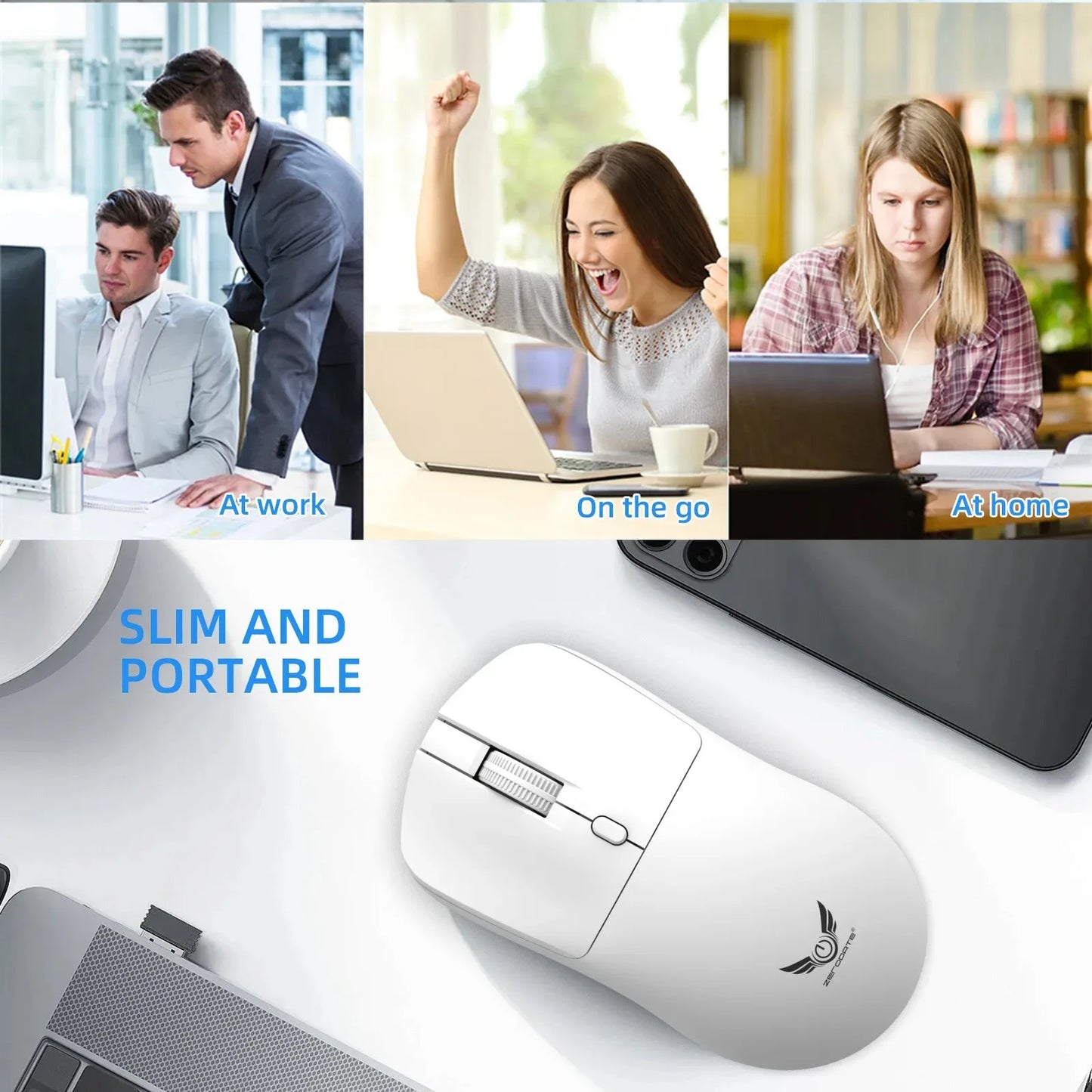 Wireless Mouse 2.4G Ergonomic Gaming Mouse Rechargeable 800/1200/1600DPI Mice for E-Sports Office Desktop Computers Laptop