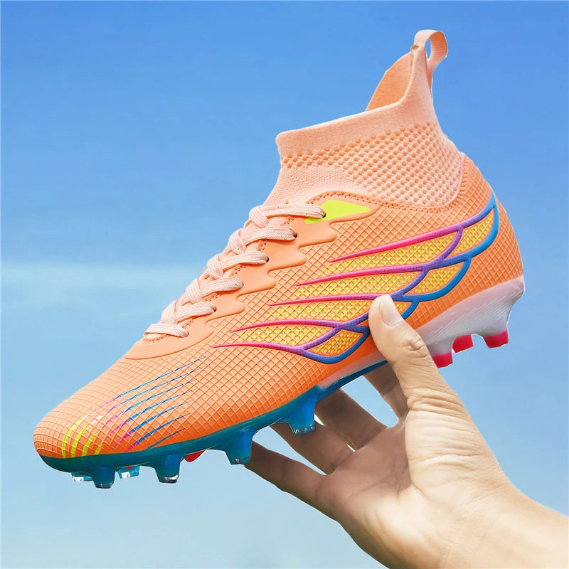 Botas de futebol Superfly FG para exterior, sapatilhas de futebol pretas com pitons, calçado desportivo profissional macio, respirável e confortável, tamanhos grandes