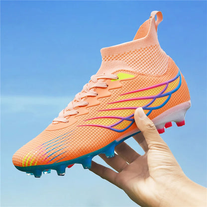 Botas de futebol Superfly FG para exterior, sapatilhas de futebol pretas com pitons, calçado desportivo profissional macio, respirável e confortável, tamanhos grandes