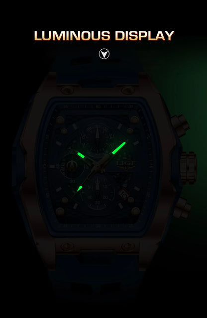 LIGE Outdoor Casual Quartz Man Watch Fashion Silicone Strap Waterproof Simple Sport Hollow Date Luminous Men's Watches Male Gift