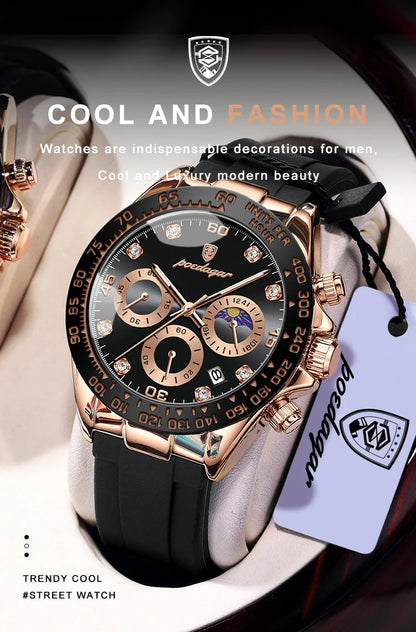 POEDAGAR Fashion High Quality Luxury Men Wristwatch Waterproof Luminous Chronograph Date Quartz Men's Watch Outdoor Man Watches