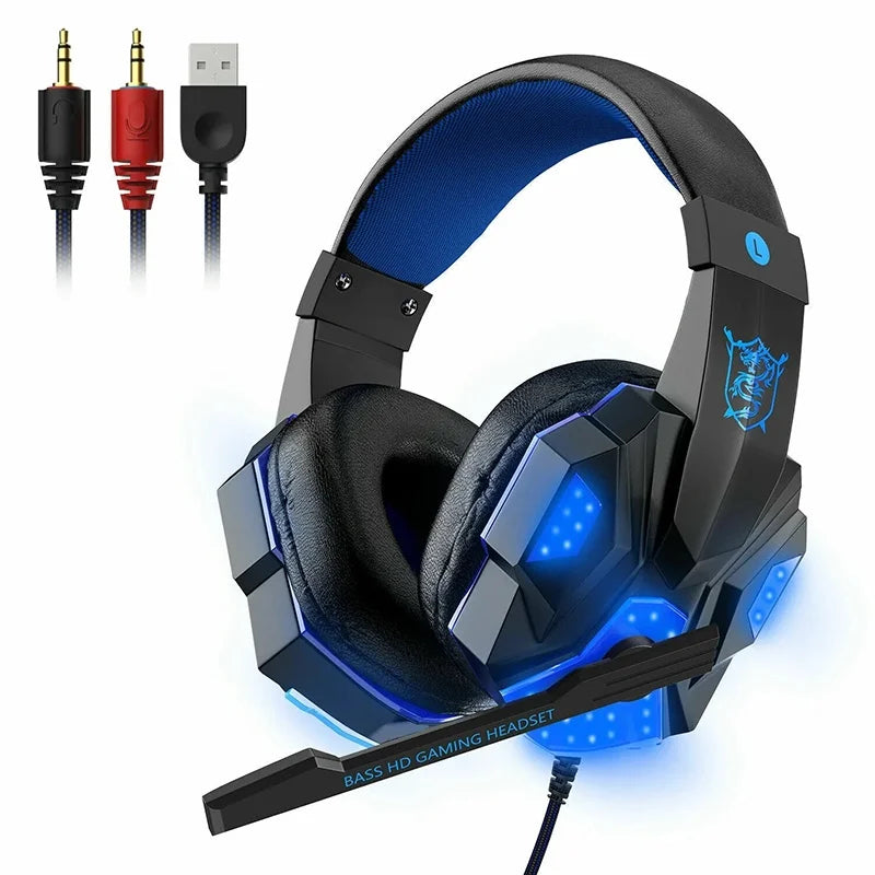 Écouteurs filaires 3,5 mm, casque de jeu stéréo avec 120 °   Casque audio avec microphone réglable et basses profondes, pour ordinateur, téléphone, ordinateur portable et PC de bureau.