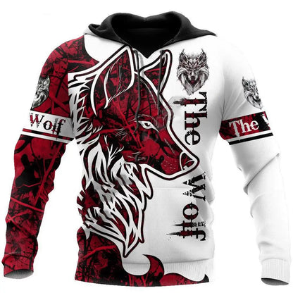 Sweatshirt com Capuz Unissexo de Outono com Estampado 3D Integral de Leão, Lobo e Pele de Tigre Branco para Homem, Pullover Casual Estilo Casaco