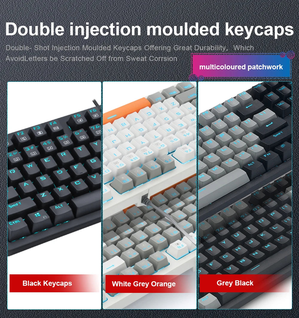 E-YOOSO K620 USB Mechanical Gaming Keyboard Wired Blue Red Switch Monochrome LED Backlit 87 Key for Computer Laptop PC