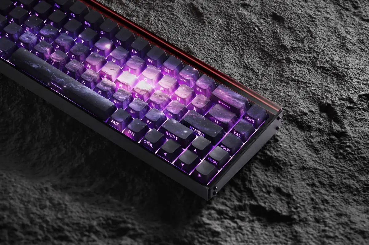 Purple Galaxy Gradient Side Carving Transparent Cherry Keycap PBT 135 Key Compatible with 60/64/84/98/108 Mechanical Keyboard