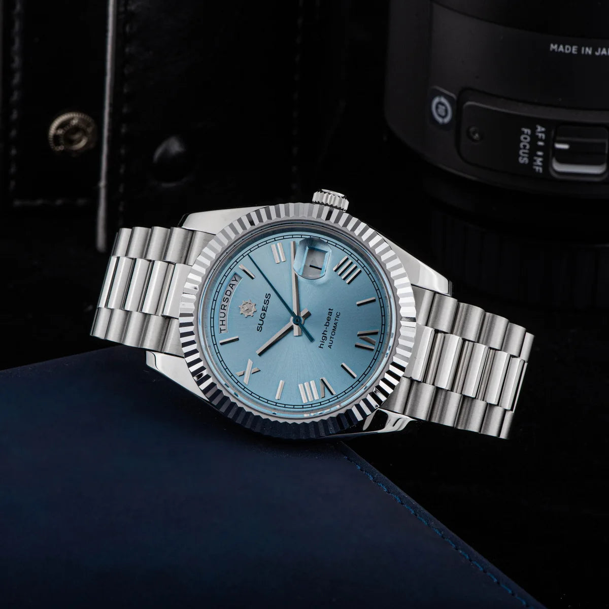 Sugess 40mm Men's Watches Automatic Date Mechanical Day Wristwatch Peacock SL3034 Movement Sapphire Waterproof Luxury Retro New
