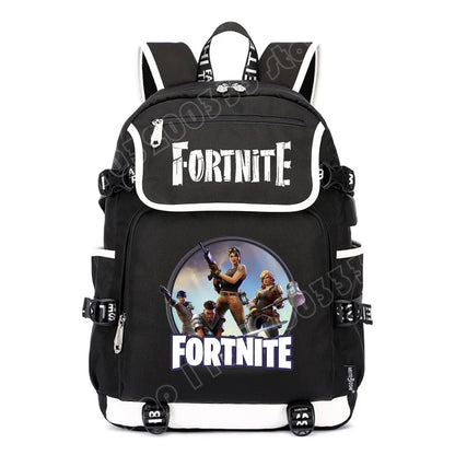 Zaino Fortnites di grande capacità, borsa casual a tracolla con porta USB, unisex, stile anime, cartella per studenti, nuovo regalo di cancelleria elegante