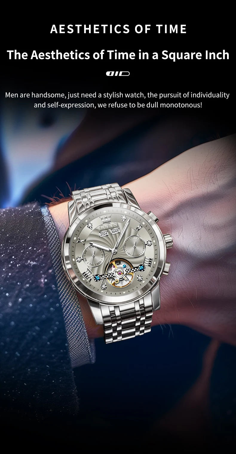 OLEVS 7088 Men Watch Luxury Brand Waterproof Skeleton Automatic Watch HD Fashion Business Men Mechanical Watch Reloj Hombre