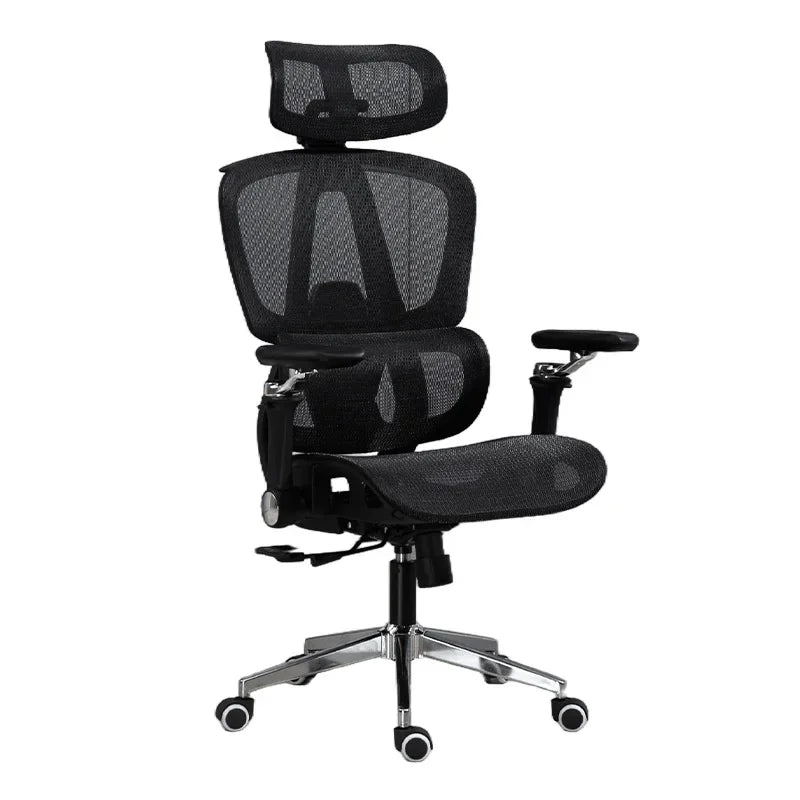 Chaise de bureau ergonomique pour ordinateur, fauteuil inclinable pour le bureau à domicile et le gaming, avec support lombaire réglable, appui-tête et accoudoirs en maille
