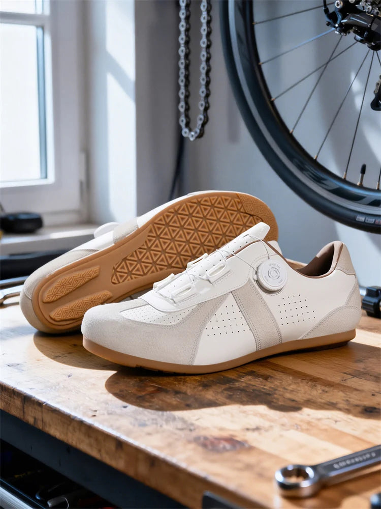 Women's Non-Lock Mountain Bike Shoes, No Cleats, Road Cycling RB Speed Rubber Sole Shoes, Men's Rubber Sole Cycling Shoes