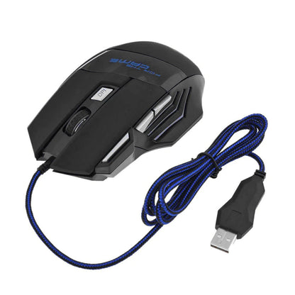 Kabelgebundene Gaming-Maus mit 7-Farben-Hintergrundbeleuchtung, 5500 DPI einstellbar, schwarz, optische kabelgebundene Computer-Gaming-Maus für PC-Gamer und Desktop-Computer